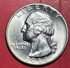 1944 Choice Uncirculated US Washington SILVER Quarter! Philadelphia Mint! Coin!
