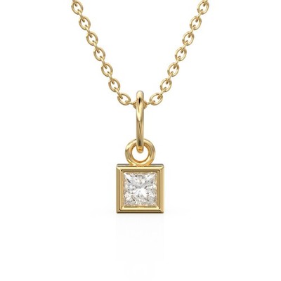 0,25 kt Princess Cut Diamant Collier / 14k massiv Gold / April Geburtsstein Geschenk