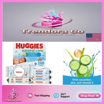 288 Count Huggies Natural Care Baby Wipes - Gentle & Scented, 6 Convenient Packs