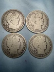 (4) Barber Halves 90% Silver G-VG 1902 1905-S 1907 1908-O. Private Collection