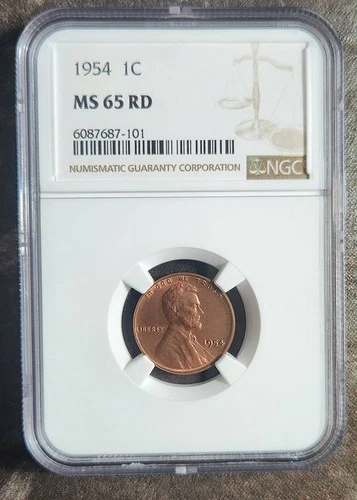 1954 Lincoln Wheat Penny Cent NGC MS 65 RD Nice Collectible High Grade Coin