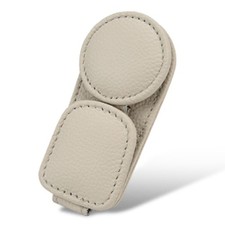 Magnetic Leather Sunglass Holder Car Visor Eyeglass Hanger Clip Beige