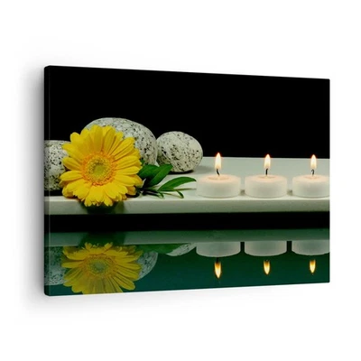 Cuadro Sobre Lienzo 70x50cm Cuadros Pared Spa flor vela piedra Wall Art Prints - Imagen 1 de 4