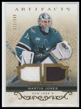 Martin Jones #/249 - 2021-22 UD Artifacts Material Gold #53 San Jose Sharks