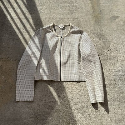 HELMUT LANG SPRING 2014 RUNWAY MEDIUM WHITE PERFORATED LEATHER