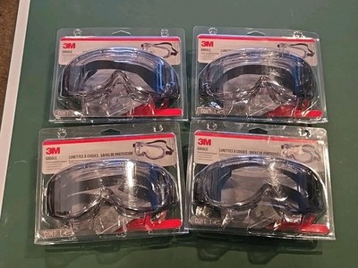 (4x) 3M Professional Chemical Splash Impact Goggles UV Blocking Clear Lens