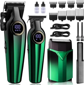 BILLAR® Pantoufles pour les hommes avec la barbe Trimmer, Professionnel 3 PACK, vert