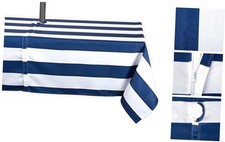 Cabana Stripe Outdoor Tabletop 84" x 60" Rectangular Nautical Blue