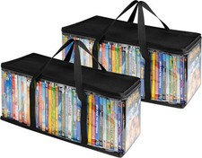DVD Storage Bags Media Organizer Set of 2 Clear with Handles