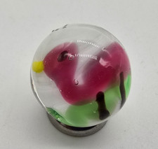 New For 2025 Pink Flamingo w White Base Marble 22mm 7/8 in Handmade Art Glass