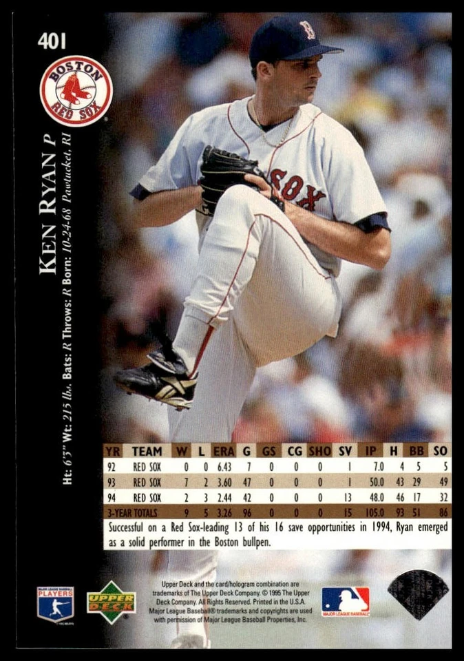 1995 Upper Deck #401 Ken Ryan Electric Diamond Gold - Image 2 of 2