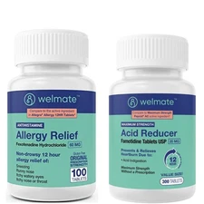 WELMATE Allergy & Heartburn Relief Bundle | Fexofenadine 60mg + Famotidine 20...