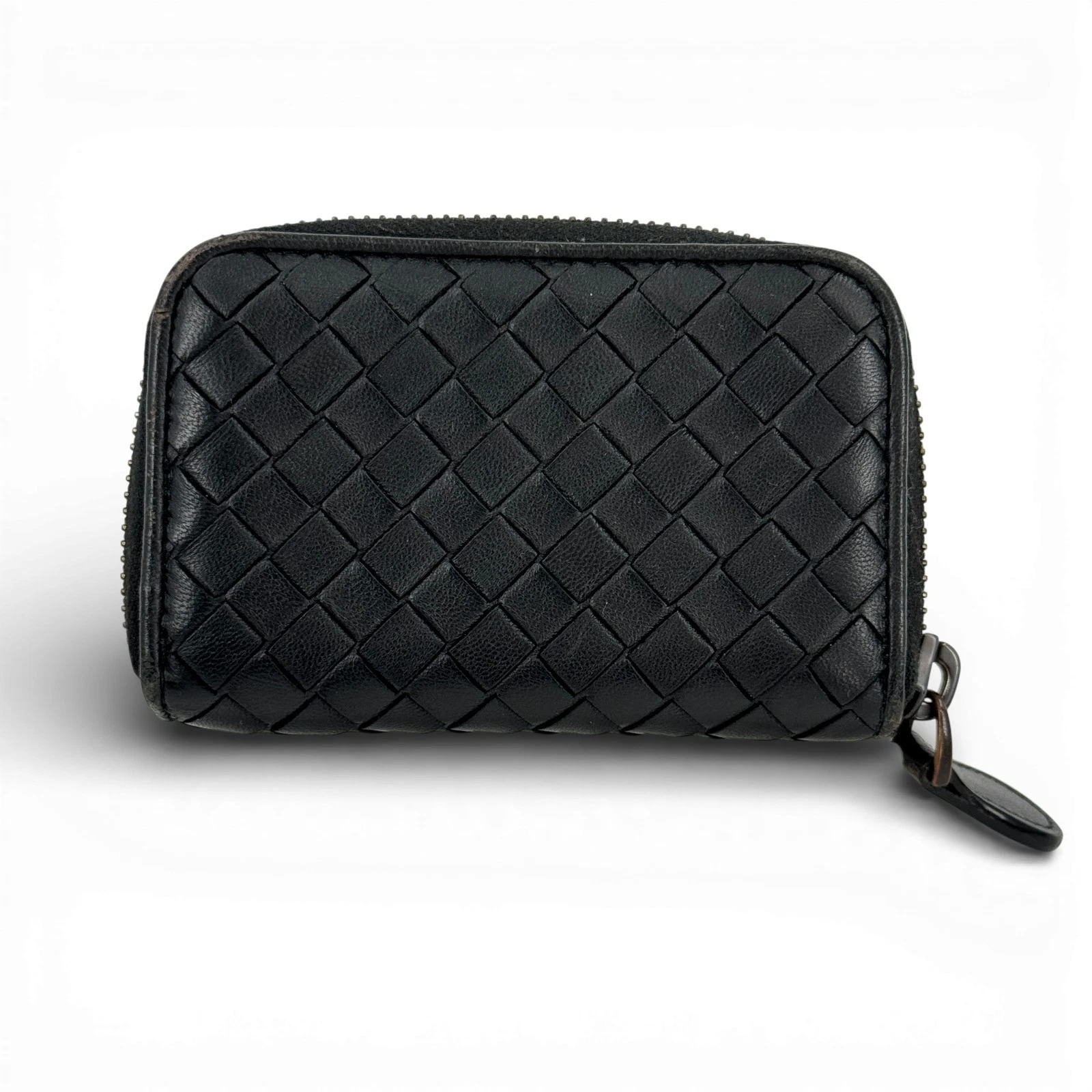 Bottega Veneta — Auth BOTTEGA VENETA Intrecciato Black Round Zippy Coin Purse RE156