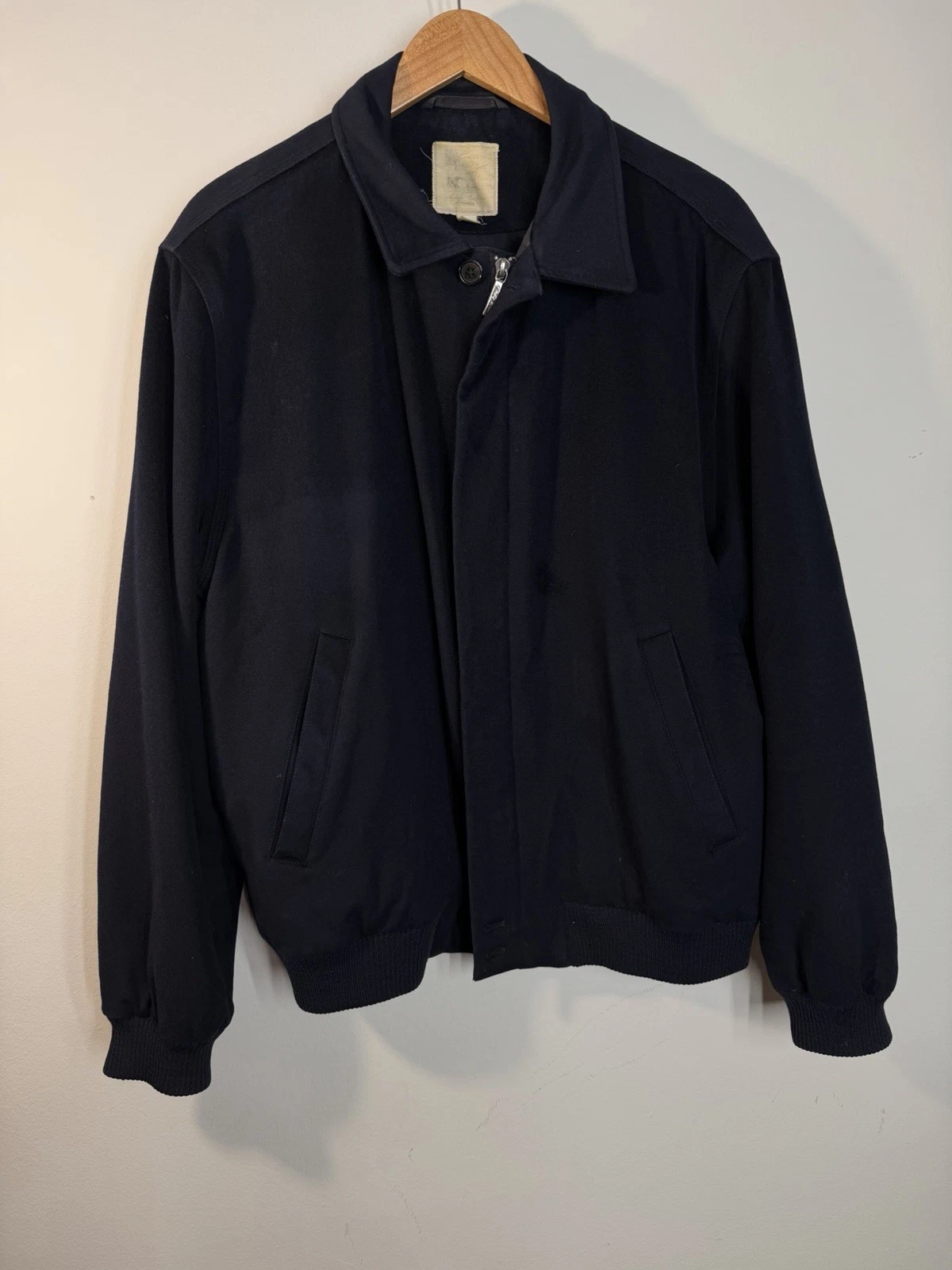 Brooks Brothers Loro Piana Storm System Wool Jacket Navy Blue Men's Large Vtg