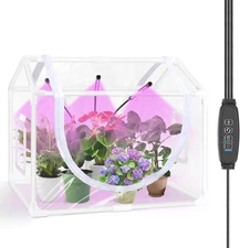 Mini Greenhouse Indoor with Grow Light, 25.6" L x 15.8" W x 20" H Small White 