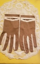 VINTAGE MACY  S WHITBEY MACY ASSOCIATES COTTON LEATHER ITALY SZ 7 ladies gloves