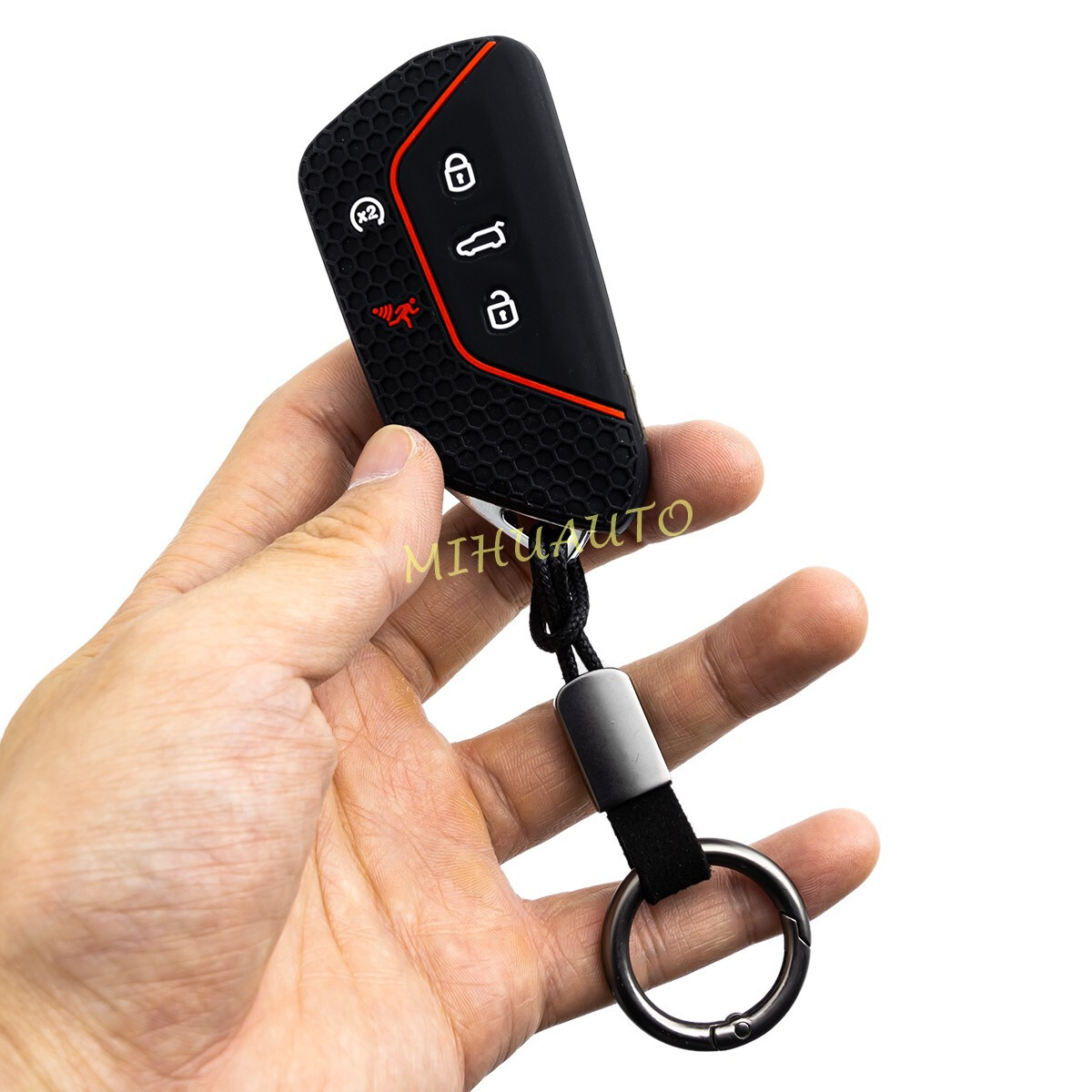 2x Silicone Car Key Case Cover Keychain For 2024-2025 VW Atlas/Atlas Cross Sport