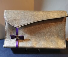 Thierry Mugler Borsa Gold Purse Mano Clutch Bag Vintage Purple Ribbon Bow