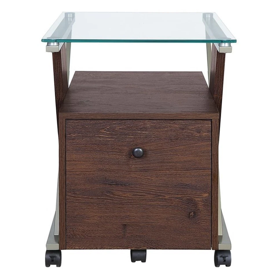 Archivador móvil Zenos con ruedas en madera de ingeniería tradicional rojo cerezo Foto 4 de 4