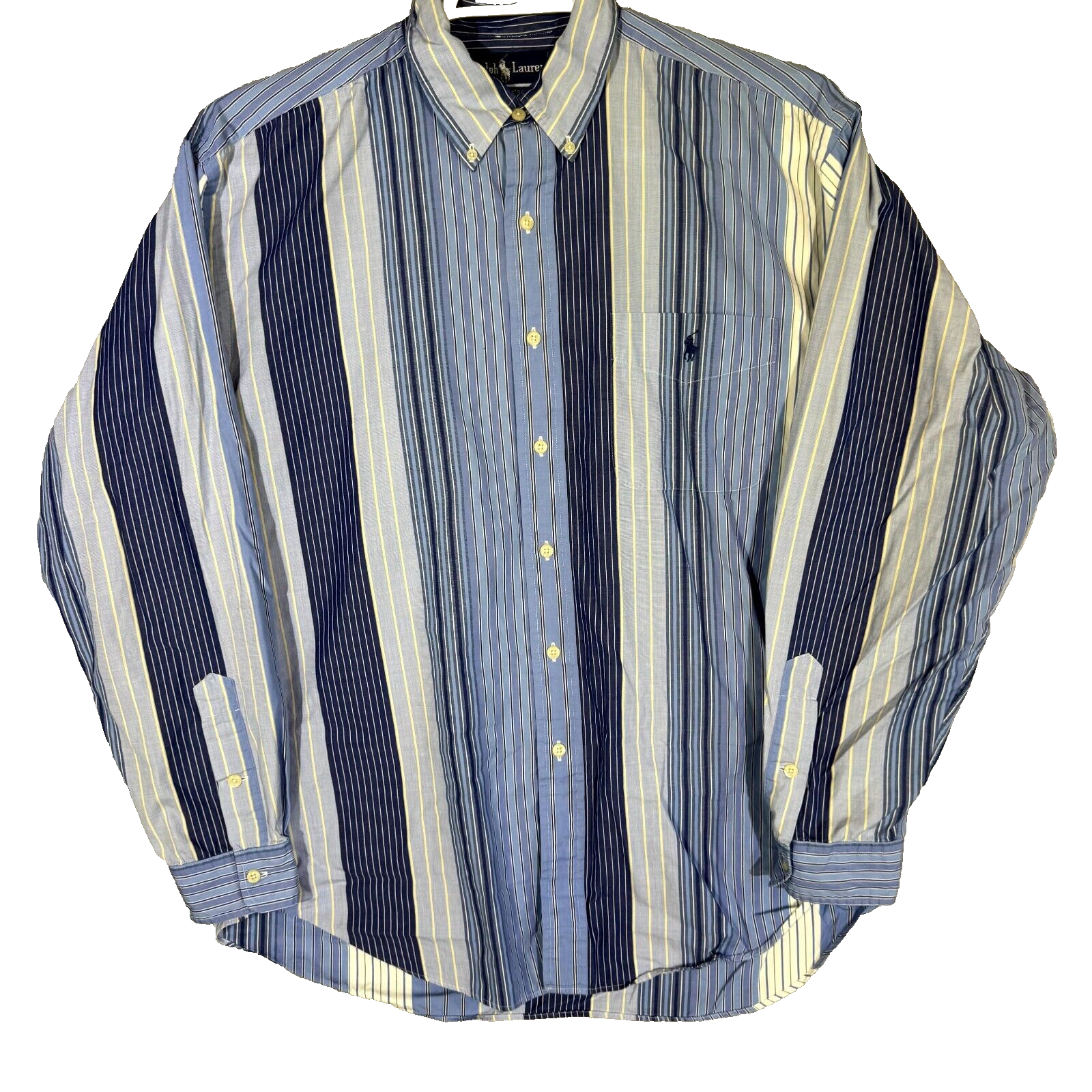 PONY Camicia uomo Ralph Lauren Blaire grande blu a righe 100% cotone bottoni M1200