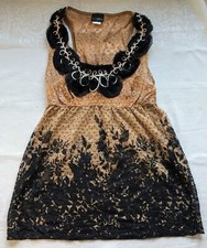 Y2K Sheer Lace Babydoll Top Whimsigoth Fairy Black Gold Sleeveless Tank Size S