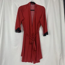 Studio Donatella Women Bathrobe House Robe Sleepwear Sz L/XL Red Black Pre Owned