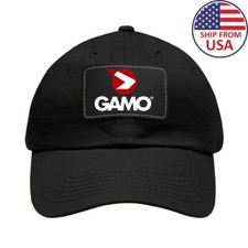 GAMO Airguns Cappello Papà Regolabile Nero Stampato con Toppa in Pelle