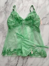 Victoria's Secret Babydoll Sleep  V String Panty Green Mesh XL