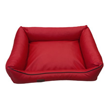 Dog Bed Dog Basket Dog Cushion Dog Sofa Bed Leatherette Basket Bed L Red