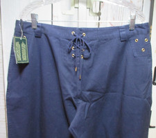 NWT Ralph Lauren 14 Navy Blue Barbados Sailor Pants Ties In Back