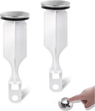 2-Pack Bathroom Sink Pop-Up Stoppers - 1.38"W x 4.5"H, Sliver