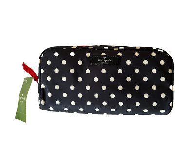 ate Spade NY Small Henrietta Black Dot Cosmetic Makeup Bag Pouch NWT