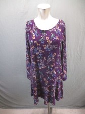 Ann Taylor Size S Womens Floral Round Neck Long Sleeve Sheath Short Dress 726