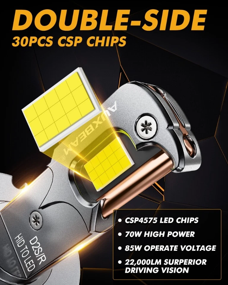 2X D2S D2R LED Headlight Low Beam Bulb Replace HID Xenon For Acura TSX 2004-2008 - Image 2 of 4