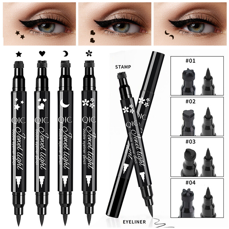 BINGBRUSH Flüssiger Eyeliner Doppelspitze – Mit Stempel Für Blumen, Herzen & Sterne, Wasserfest