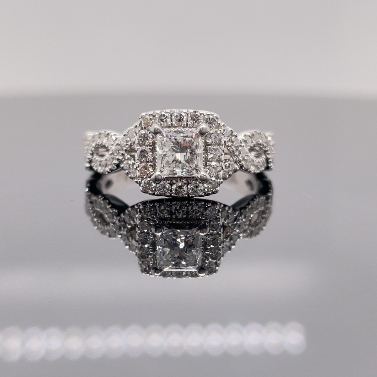 Neil Lane 14k White Gold Diamond Princess Cut Engagement Ring