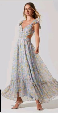 Astr The Label Primrose Floral Maxi Dress Medium Elegant Open Back Dress |  eBay