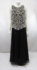 JKARA New York Sequins Chiffon Beaded Dress Evening Prom Formal Size 10 #PD118