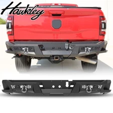 For 2019-2024 Ram 2500 Textured Rear Bumper w/Sensor Holes&LED Lights&D-Rings