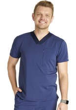 Cherokee Atmos Men's V-Neck Scrubs Top CK718A NAV Navy Free Ship