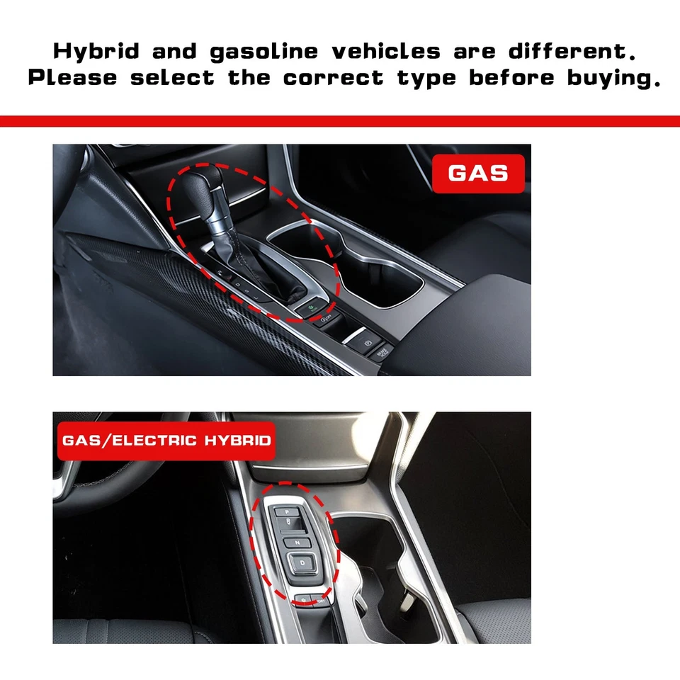 Console Gear Shift Panel Armrest Box Cap Cover Decor For Honda Accord 2018-2022 - Image 2 of 4