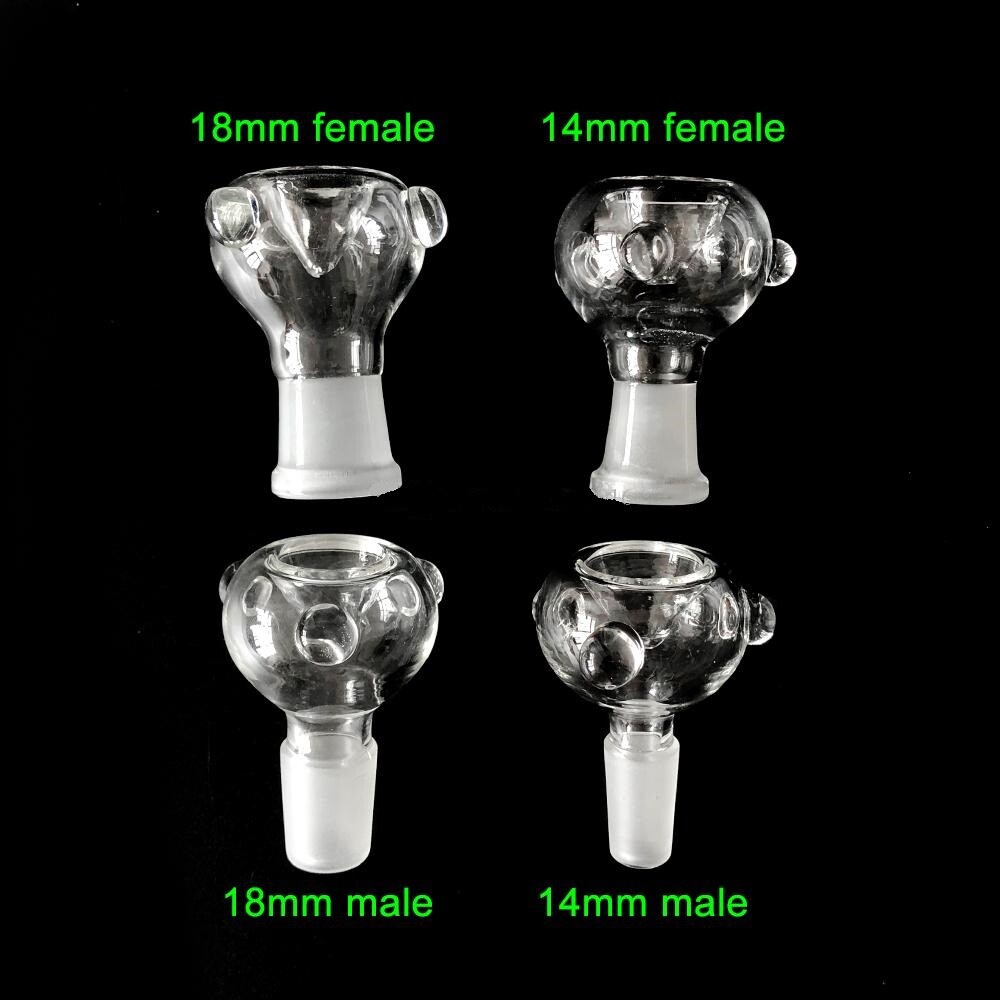 14mm 18mm Female Male Clear Pyrex Bubble Reverse Glass on Glass Art Slide Bowl