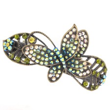 Butterfly Leaf Hair French Metal Barrette Clasp Clip Austrian crystal Rhinestone