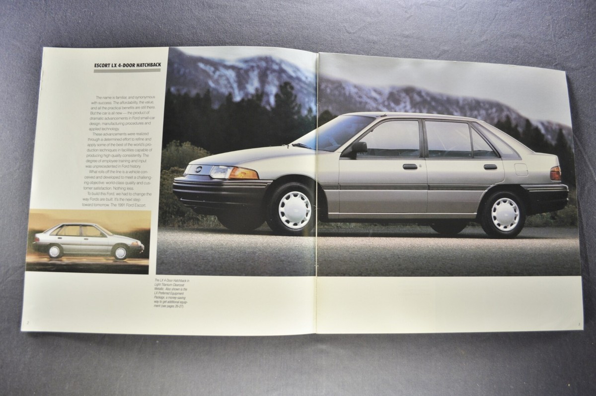 1991 Ford Escort Catalog Brochure GT Coupe LX Sedan Wagon Nice