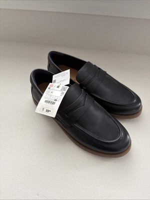 Zara Boys Leather Shoes Navy Size 5 New