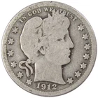 1912 Barber Quarter G Good 90% Silver 25c US Type Coin Collectible