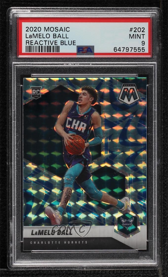 2020 Panini Mosaic Reactive Blue Prizm Lamelo Ball #202 PSA 9 MINT Rookie RC 2l4