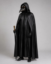 Pestdoktor Kostüm Maske Umhang Stab Handschuhe Halloween Gothic Mittelalter Set