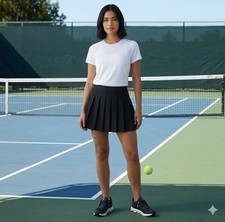 HEAD Tennis Skirt Womens 8 Pleated Black Golf Made In USA Preppy Vintage Read