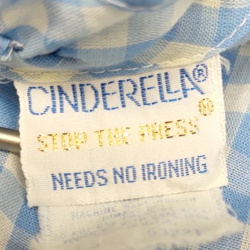 Vtg Cinderella Stop The Press Girls SZ 5 Blue Plaid Apron Dress W/Strawberry - Image 3 of 4